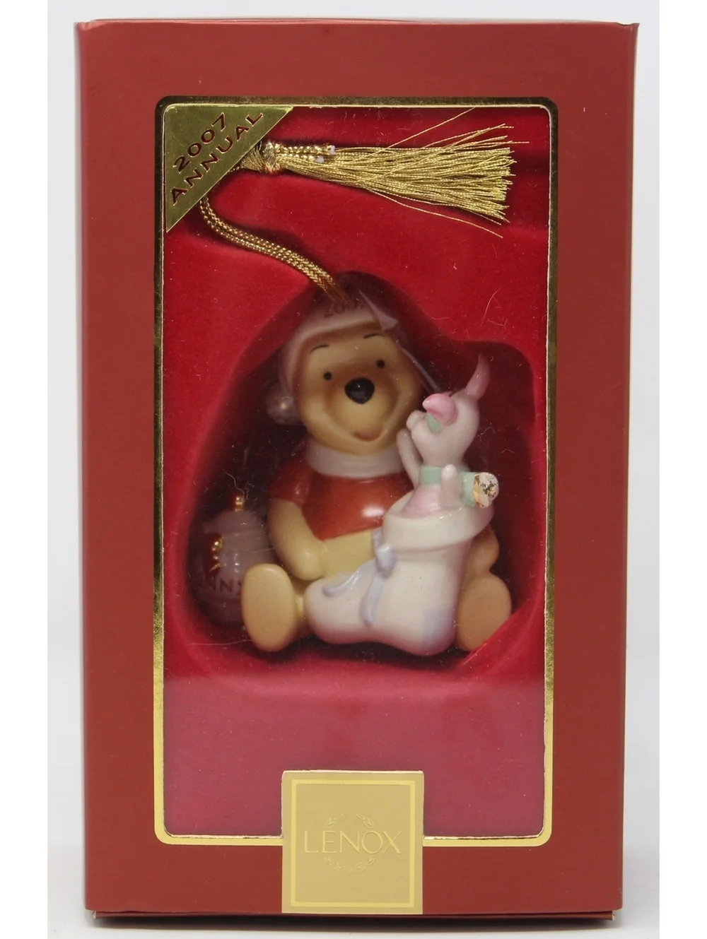 Lenox Disney Winnie The Pooh & Piglet Stocking Surprise 2007 Annual Ornament